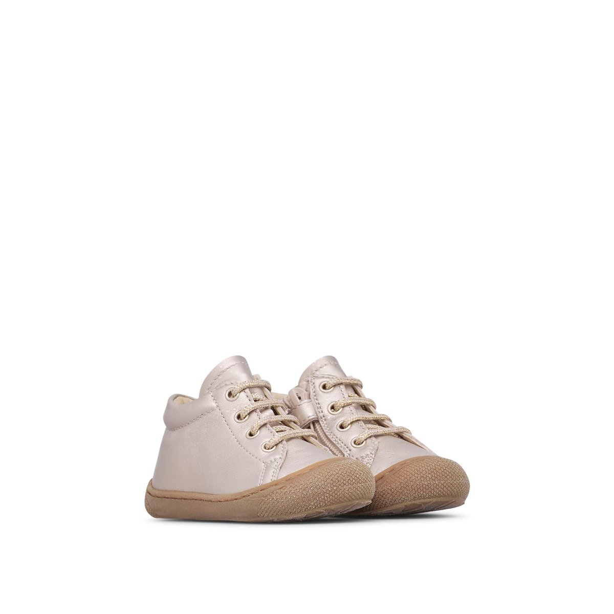 Chaussures premiers pas en cuir COCOON ZIP rose poudré-, NATURINO
