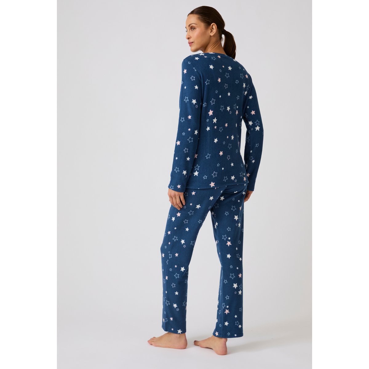 Pyjama Thermolactyl en micropolaire bleu marine imp., DAMART