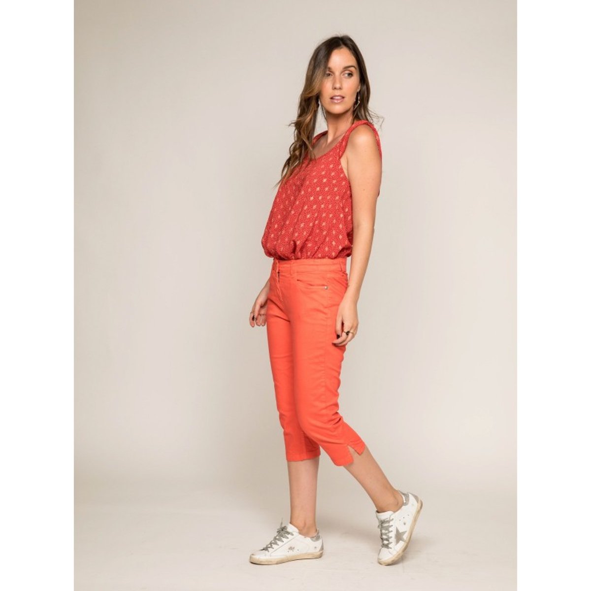Pantacourt Slim Ximi rouge corail, RITCHIE