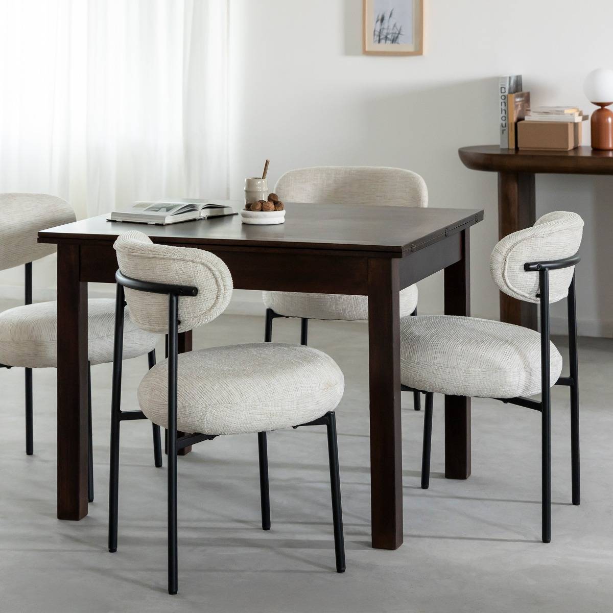 Lot de 2 chaises en tissu et métal JANIS blanc, MADE IN MEUBLES 