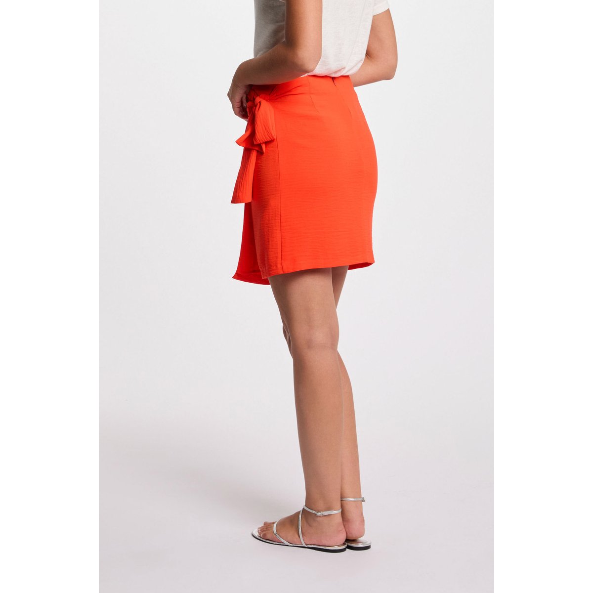 Jupe portefeuille drapée orange foncé, MORGAN