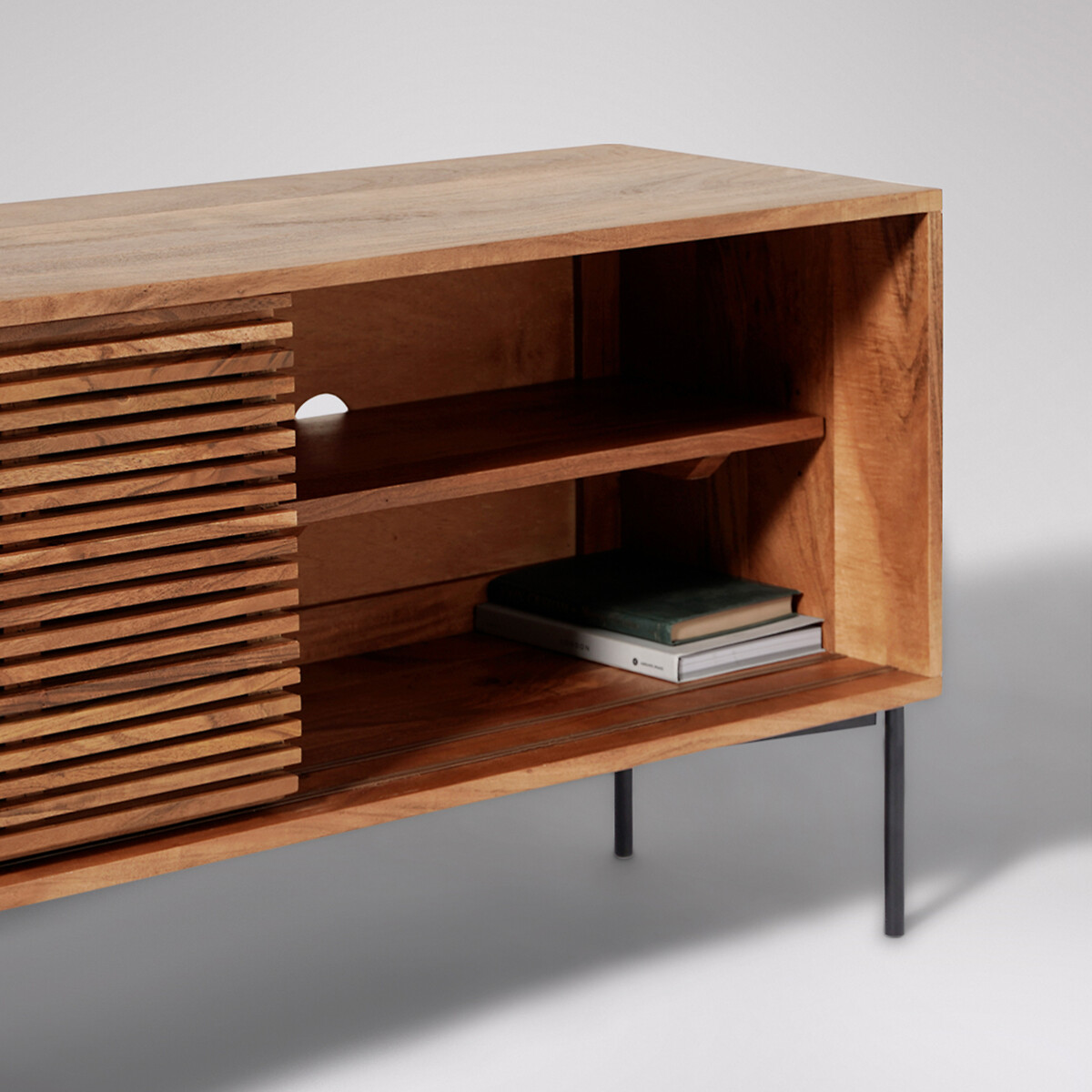 Weaving Acacia Wood 2 Door Media Unit dark acacia wood, SWOON