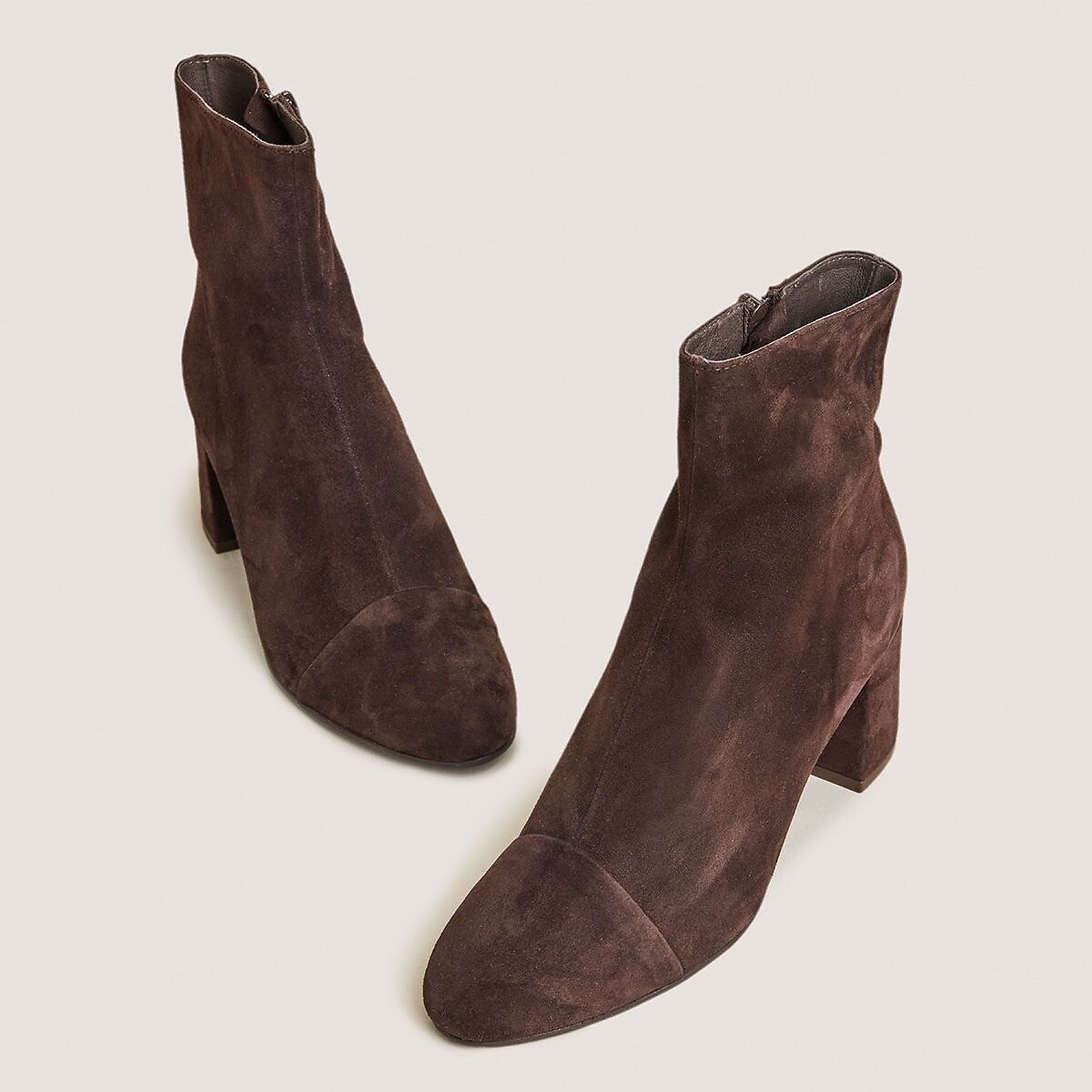 Doniama heeled suede ankle boots dark brown, JONAK