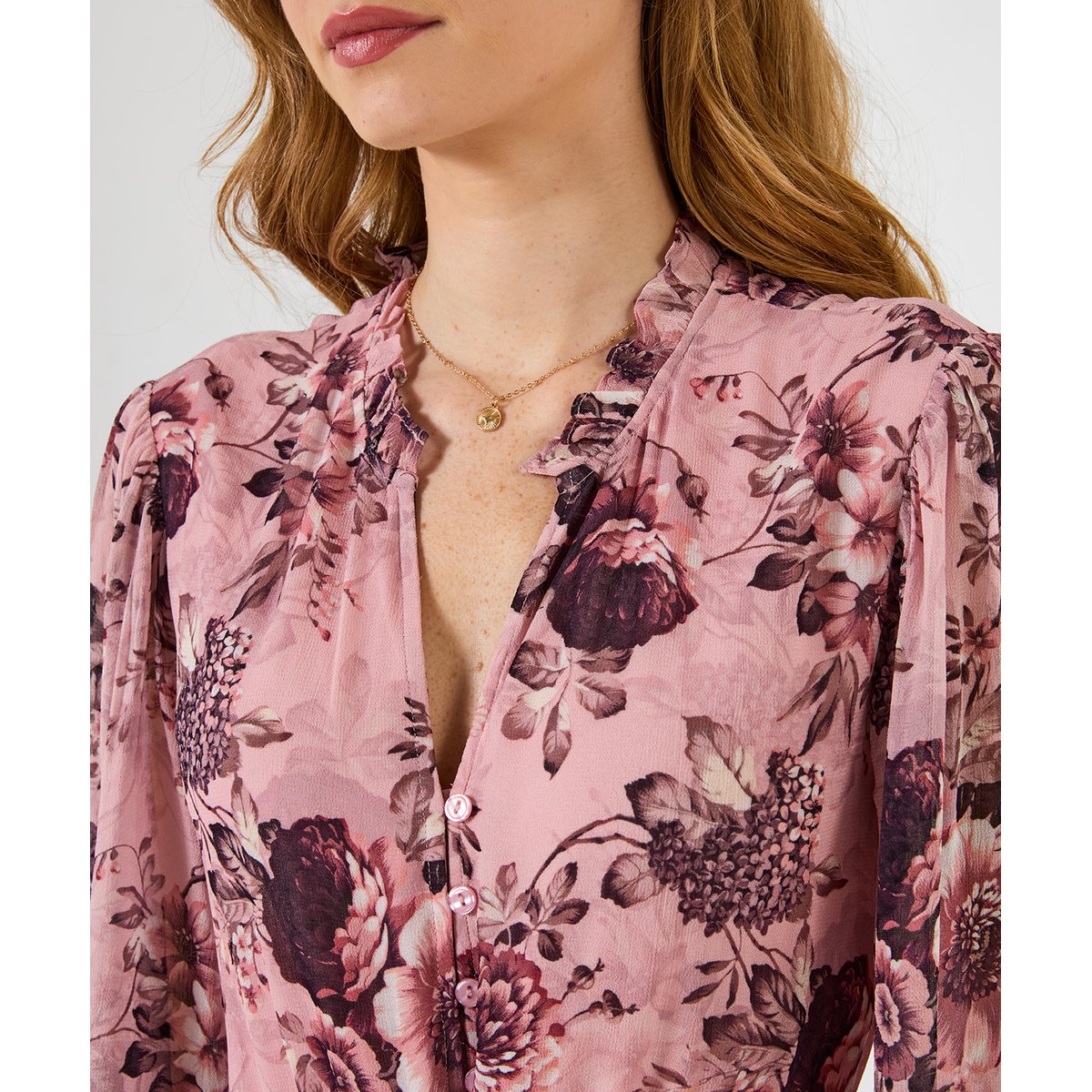 Élégante Robe Mi-Longue Fleurie à Ourlet à Volant rose, JOE BROWNS