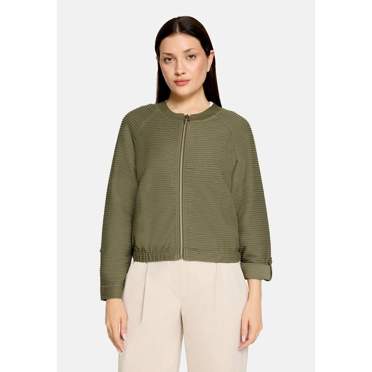 Veste casual de texture côtelée dusty olive, BETTY BARCLAY