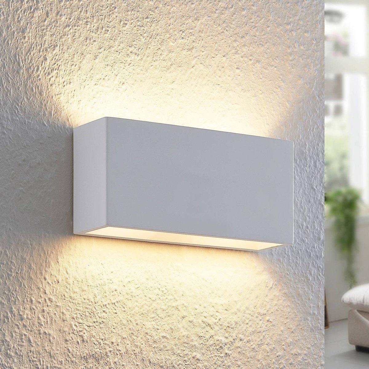 Applique en plâtre moderne, Mavora blanc, LINDBY