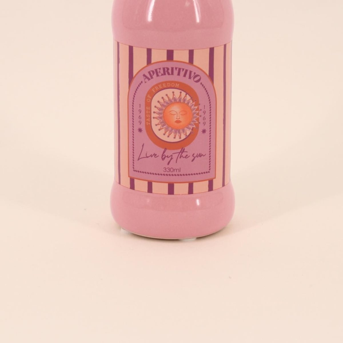 Vase bouteille soleil, H22cm rose, KERSTEN