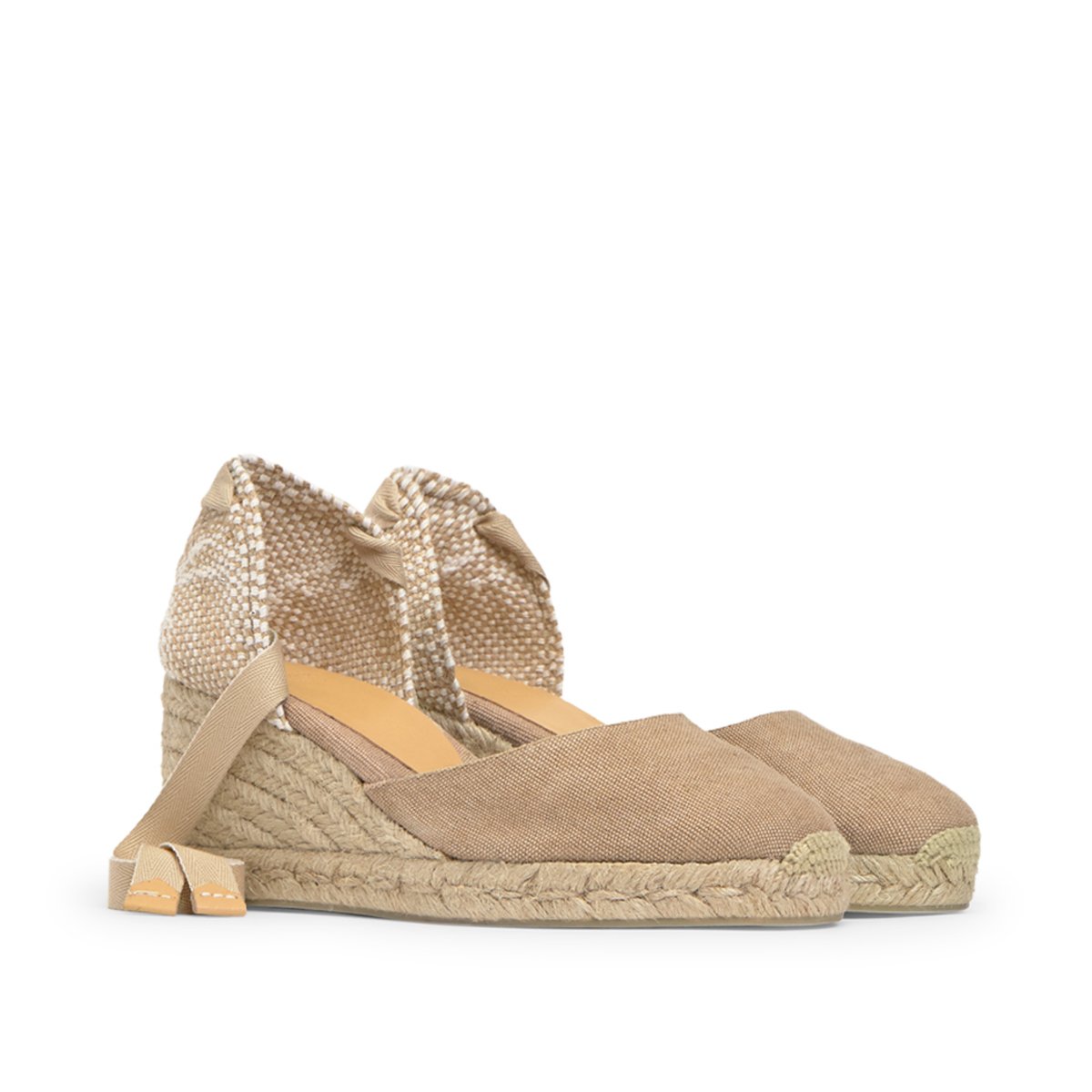 Espadrilles compensées à lacets avec plateforme tressée CARINA PLATFORM sable, CASTANER