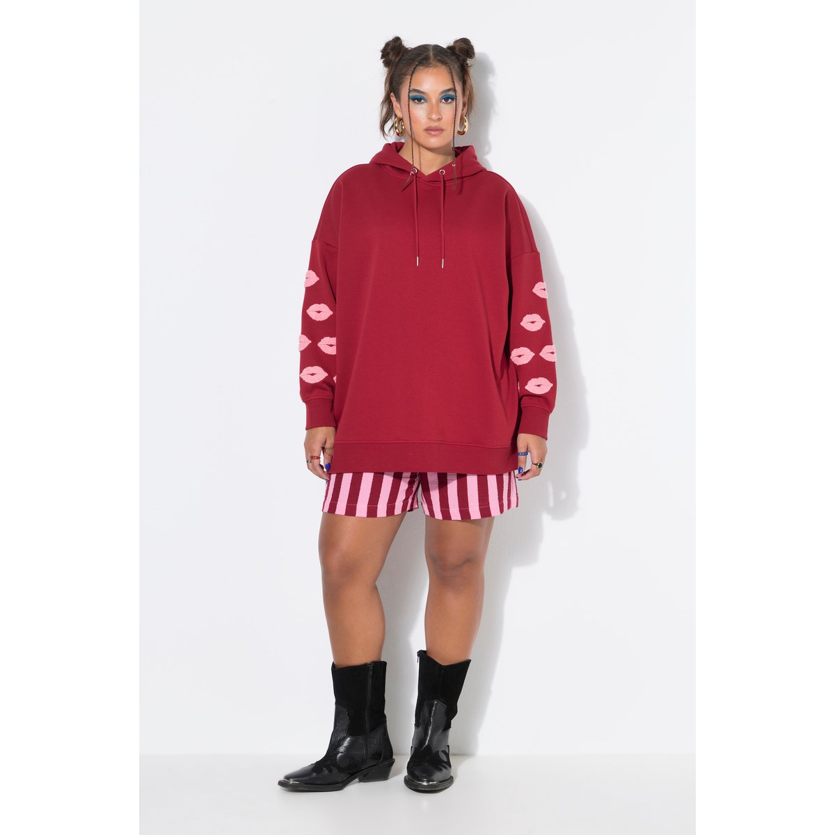 Sweat-shirt à capuche, coupe oversize rouge foncé, STUDIO UNTOLD