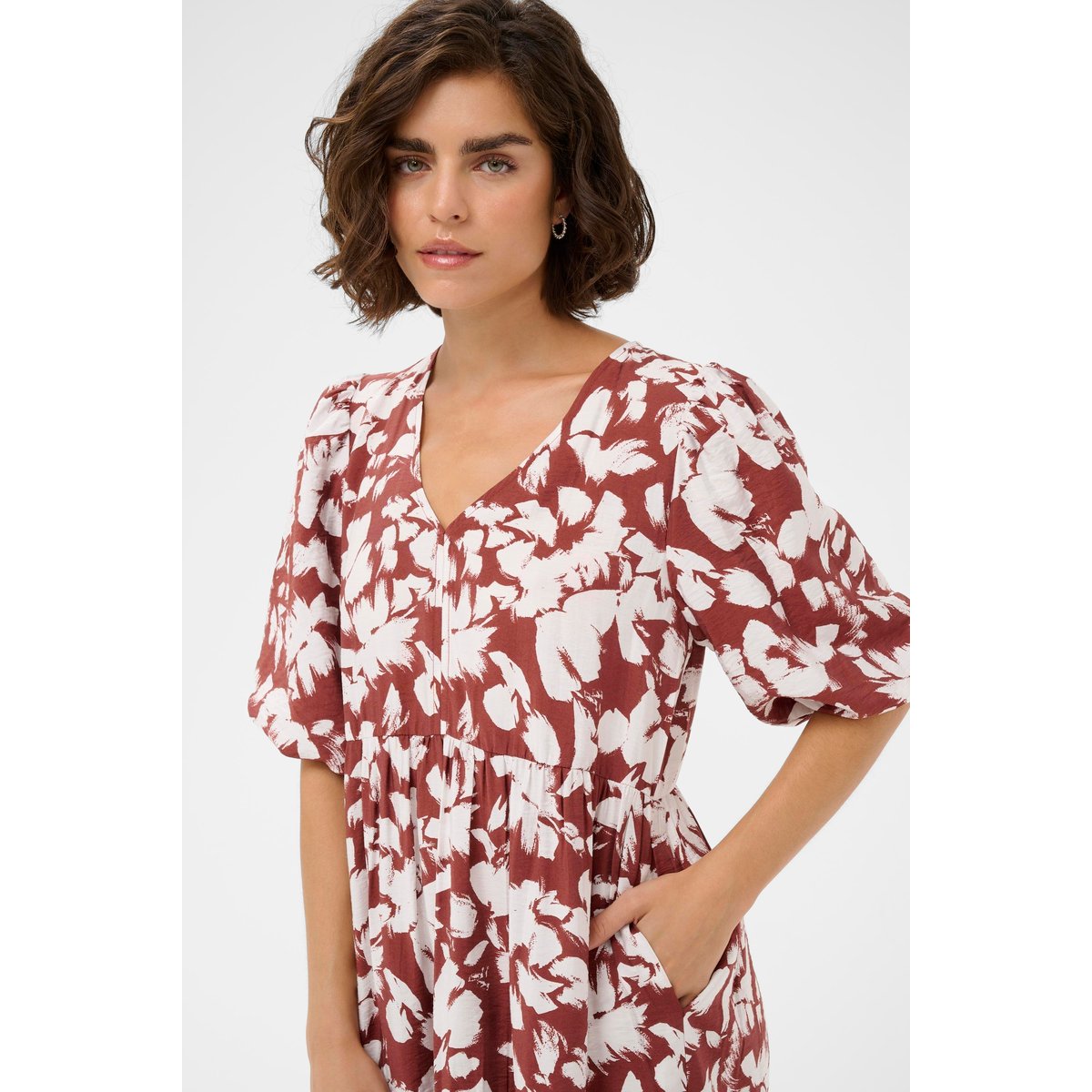 Robe marron henna chalk flower, KAFFE