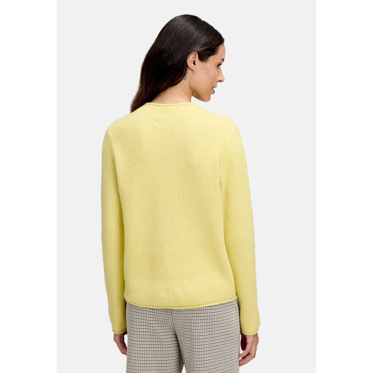 Pull-over en maille à col droit muted lime, CARTOON