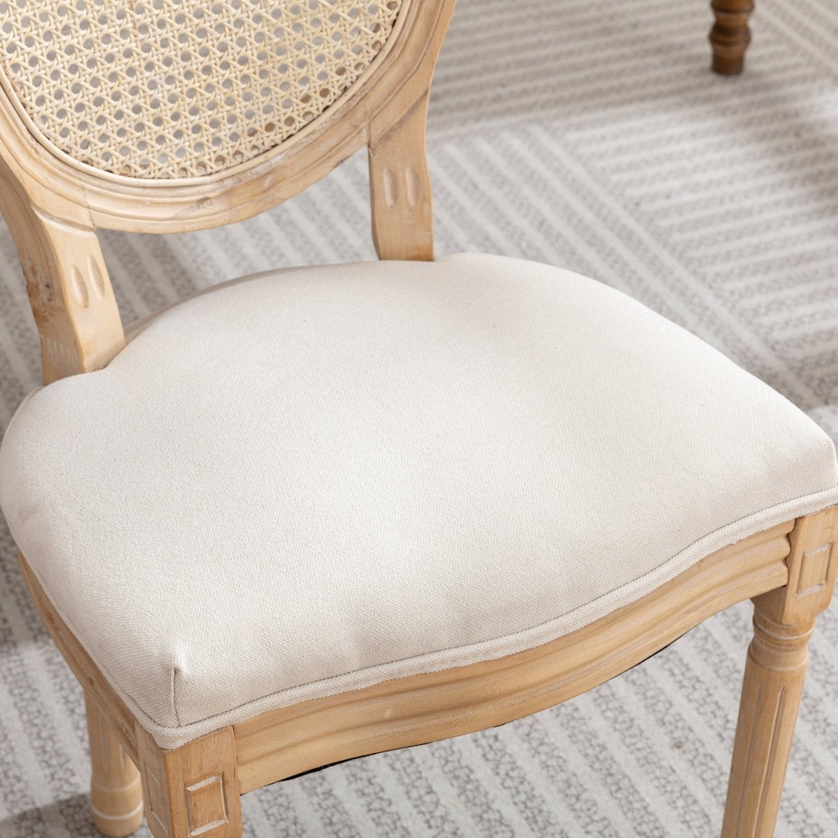 Lot de 2 chaises de salle à manger style classique en rotin, KOARAT beige, MEUBLES COSY