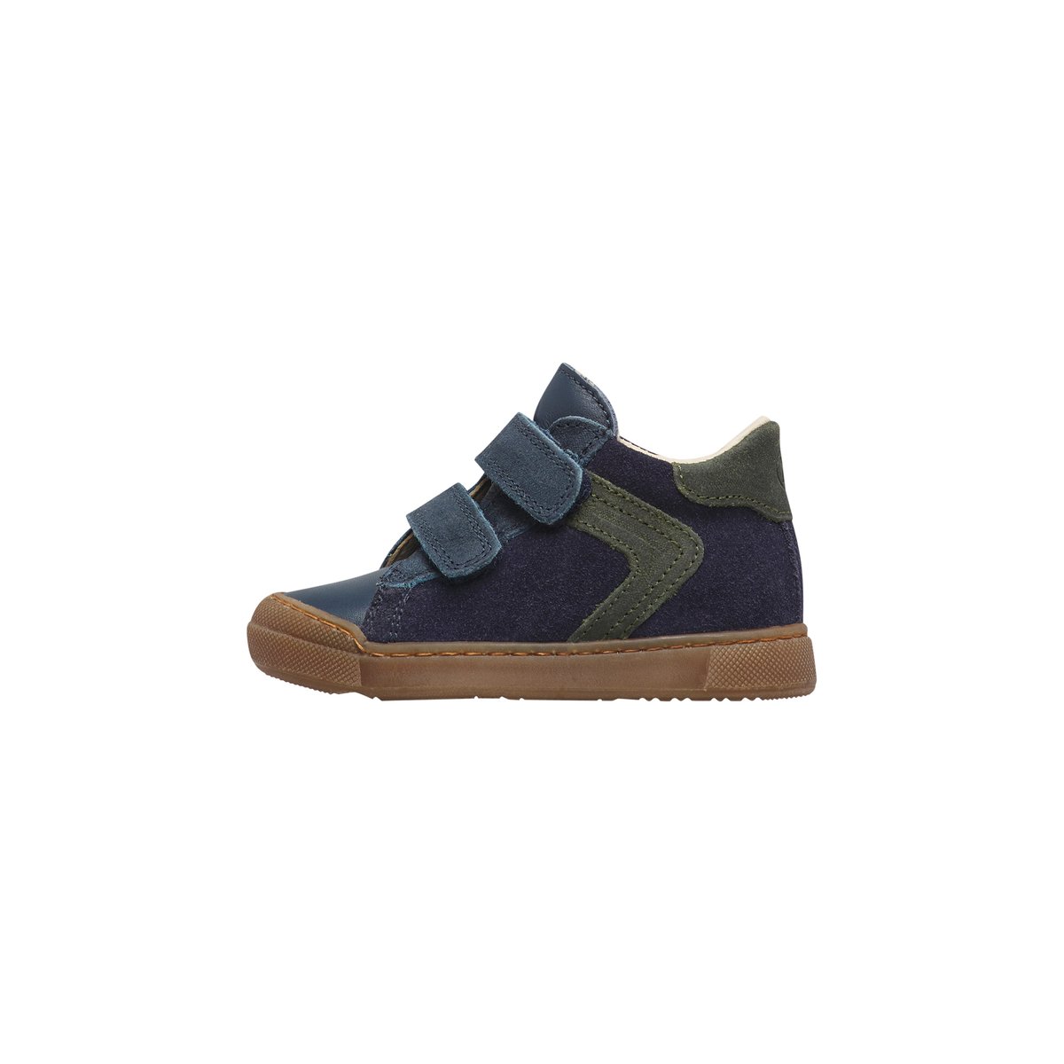 Sneakers en cuir et velours avec double scratch HEIST VL marine-vert, NATURINO