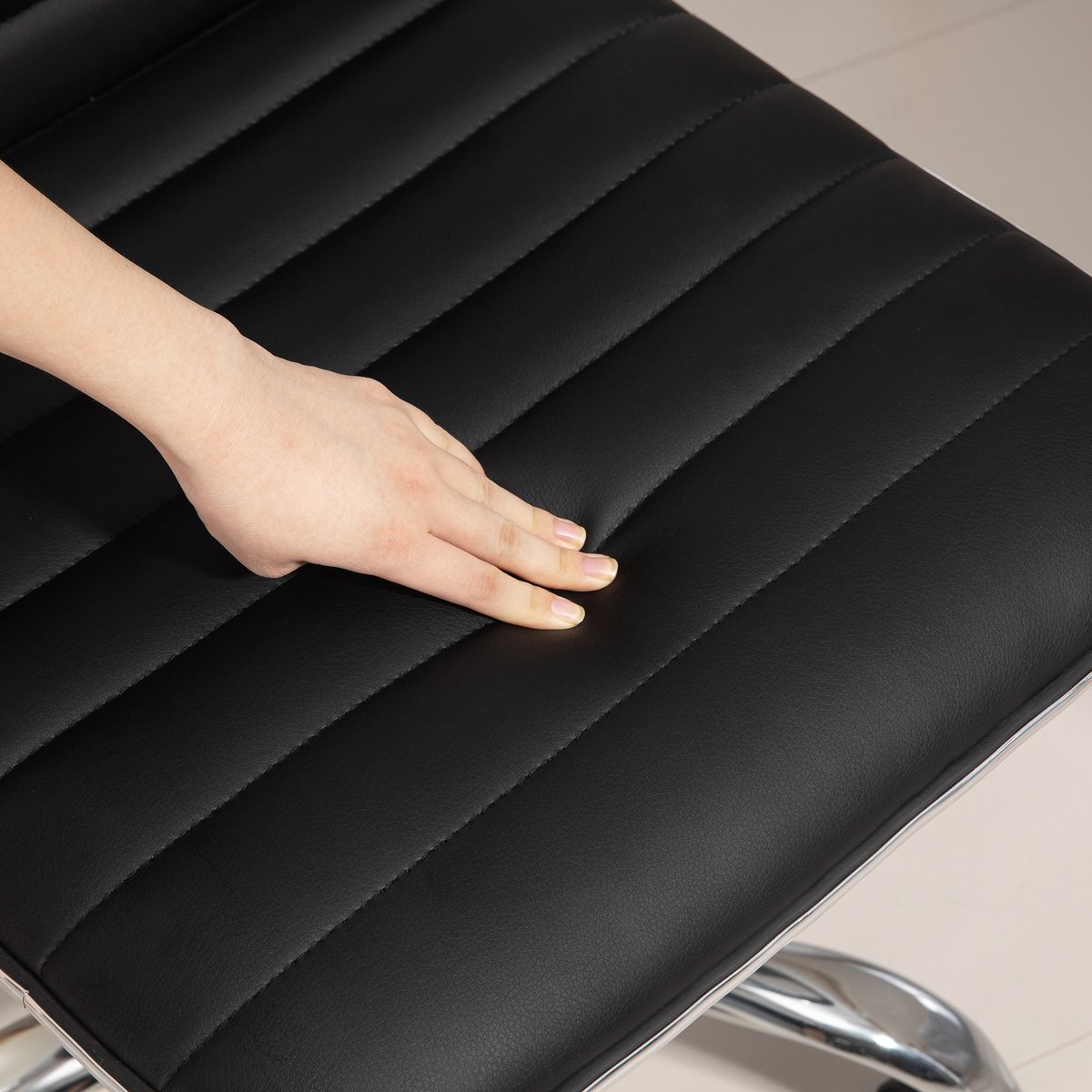 Chaise de bureau Revêtement synthétique Noir noir, HOMCOM
