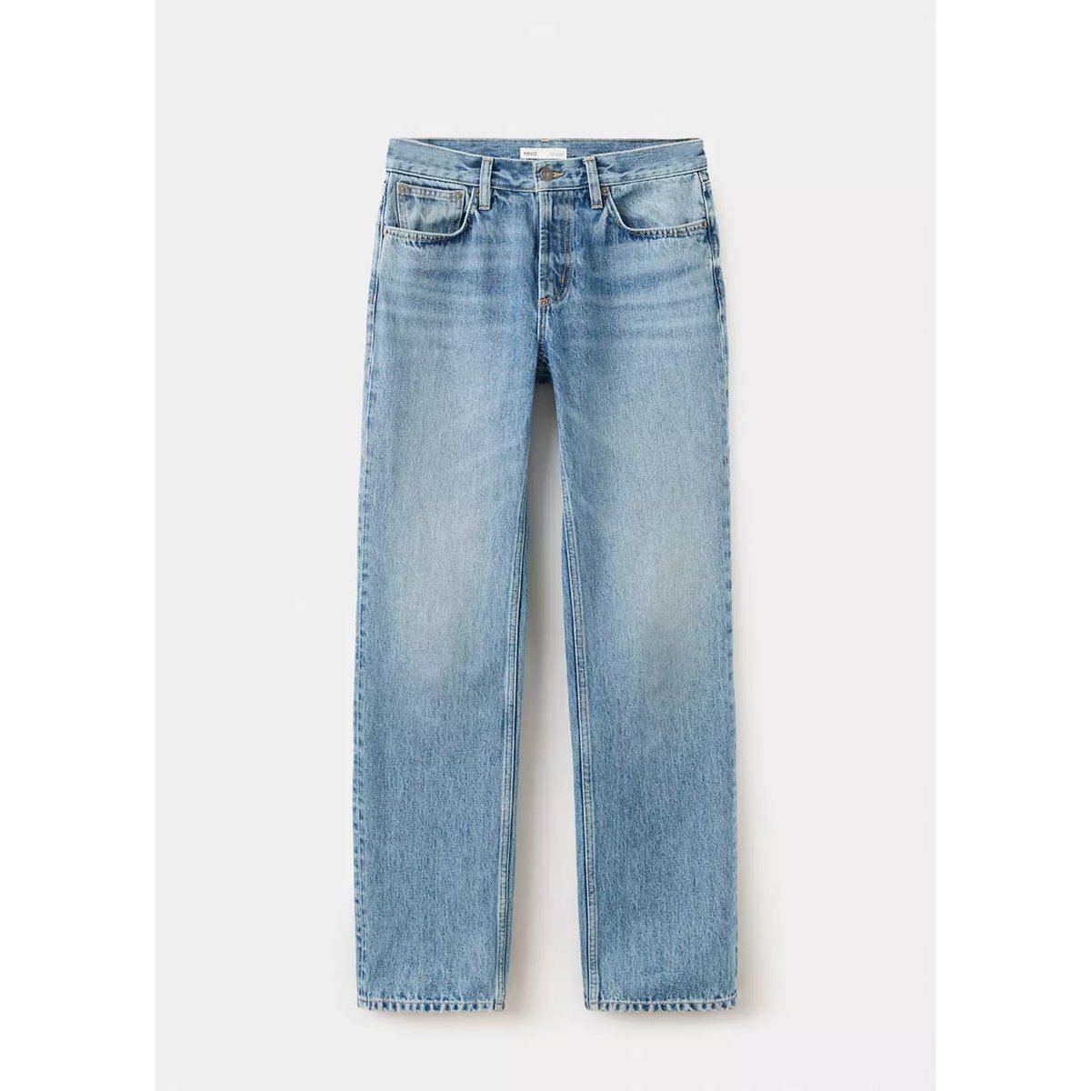 Jean droit taille normale bleu moyen, MANGO