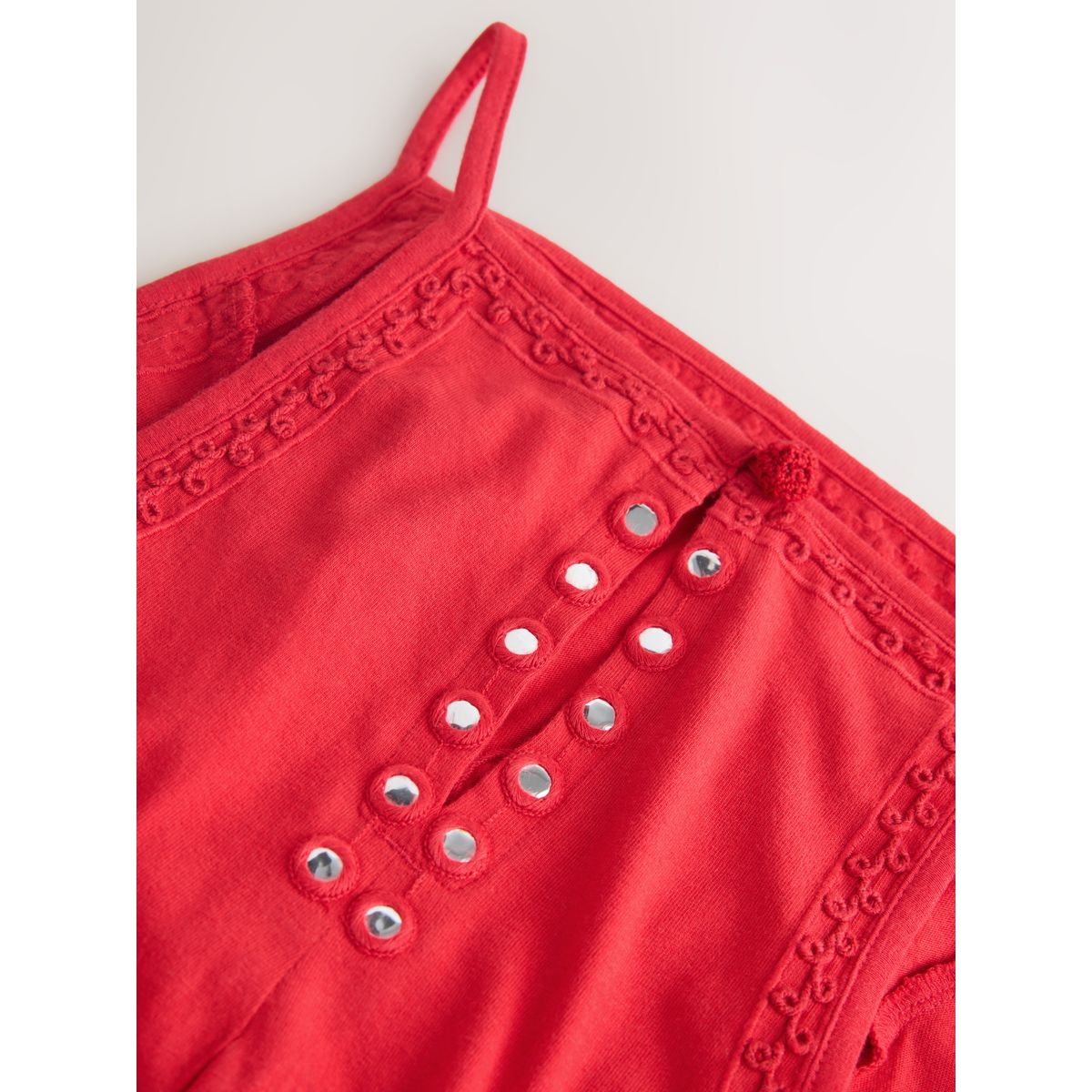 Robe courte sans manches col carré miroir rouge, NEXT