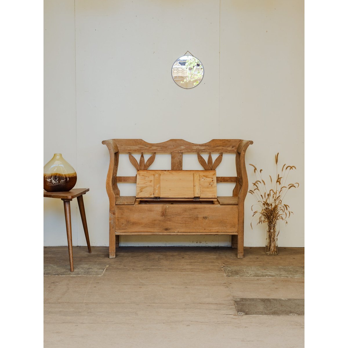 Banc coffre en bois Antoine N°455 - Bon état bois foncé, DEBONGOUT