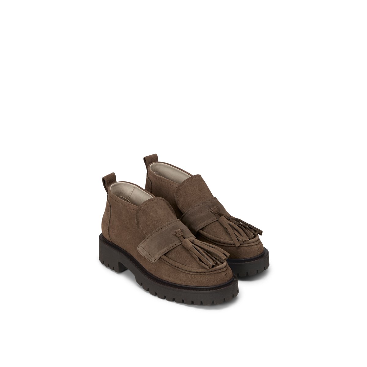 Mocassins montants modèle Phia en cuir velours huilé marron clair, MARC O'POLO