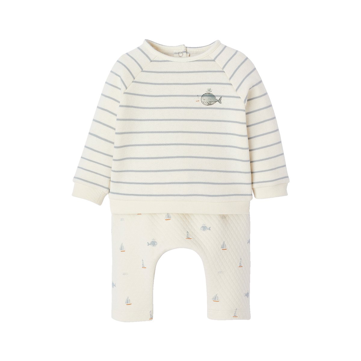 Ensemble bébé sweat et pantalon ATELIER beige clair raye, VERTBAUDET