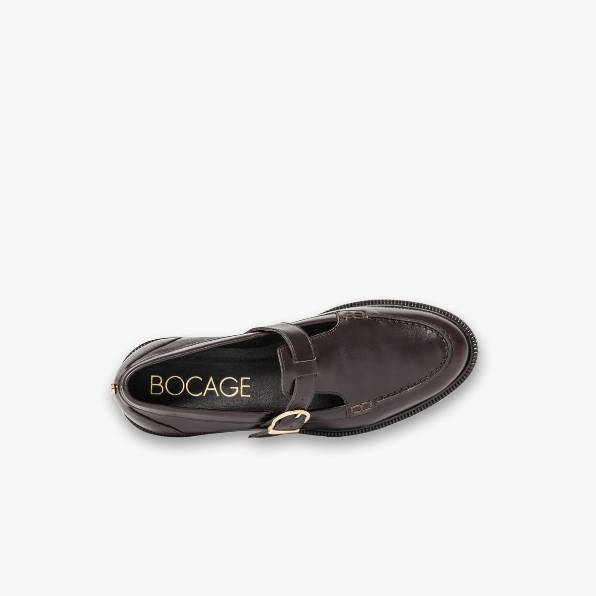 Mocassin en cuir AURORA croco marron fonce, BOCAGE