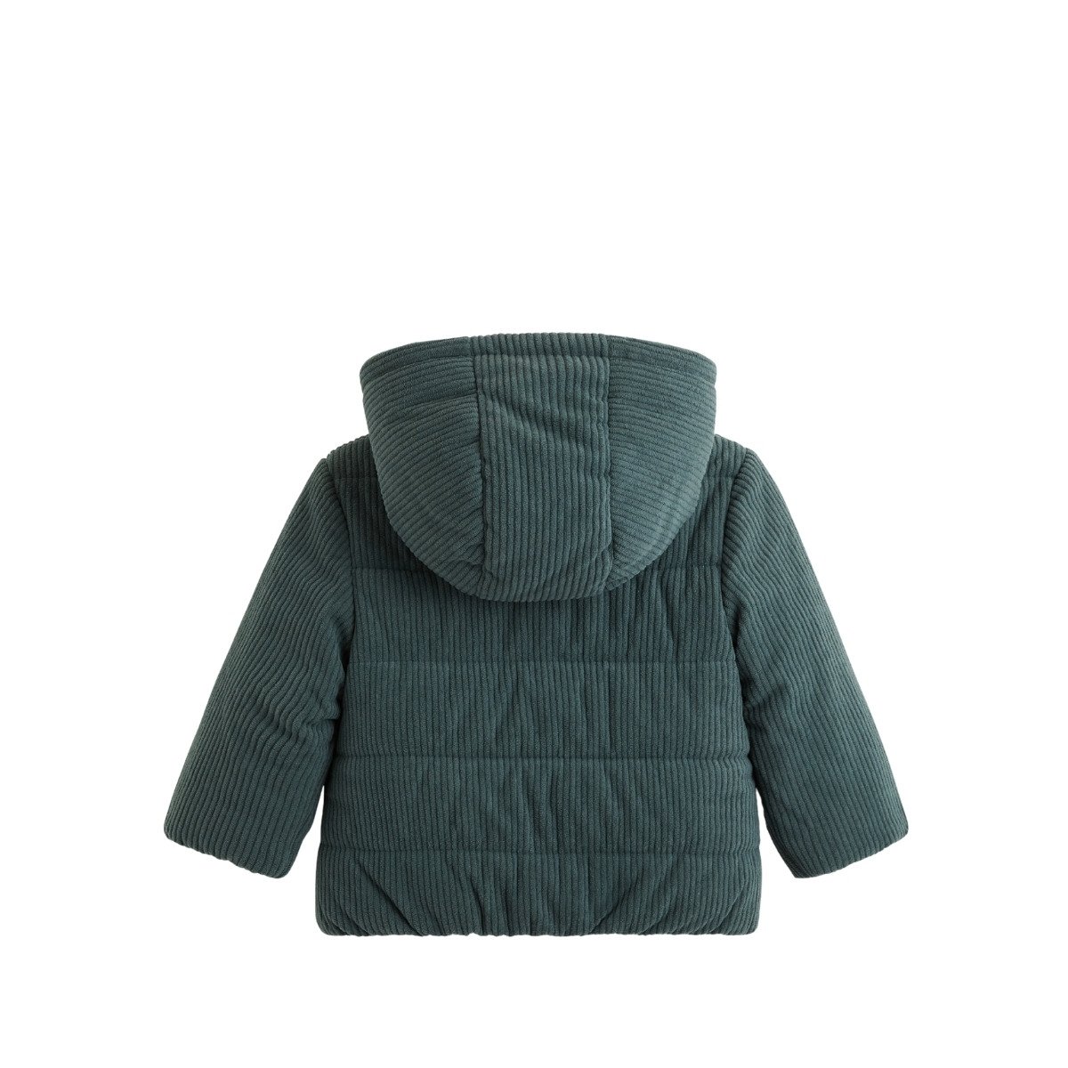 Doudoune bébé en velours côtelé doublée sherpa avec capuche Elliott vert, PETIT BEGUIN