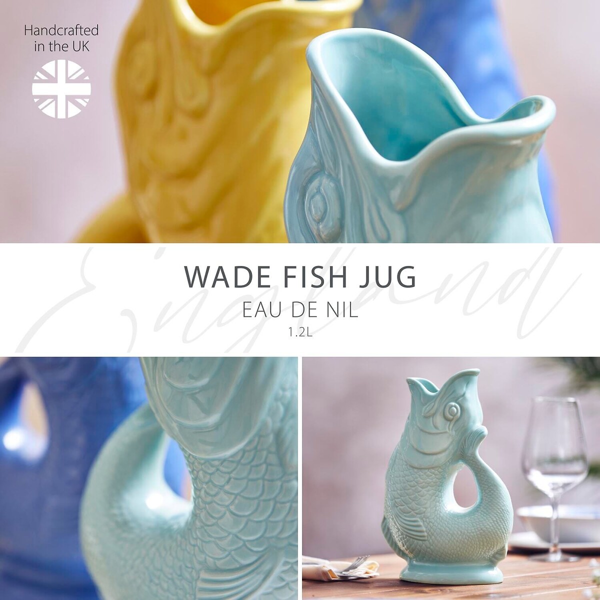 The Original 1.2L Gurgle Fish Jug eau de nil, WADE POTTERY