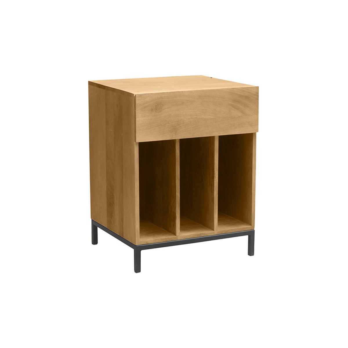 Meuble de rangement vinyles en bois massif et métal noir L50 cm YPSTER couleur unique, MILIBOO