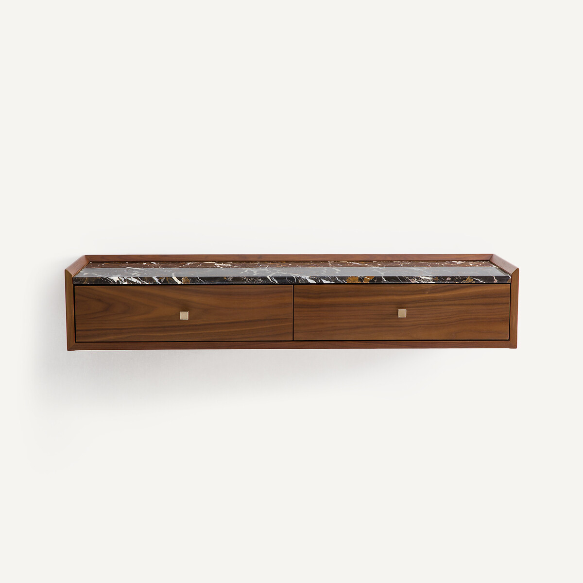 Console murale plaqué noyer et marbre ambré, Noham marbre ambré, AM.PM