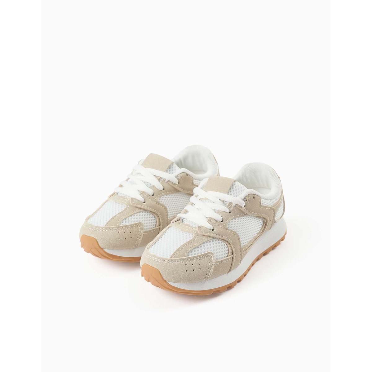 Baskets avec lacets et semelle en caoutchouc antidérapante beige, ZIPPY