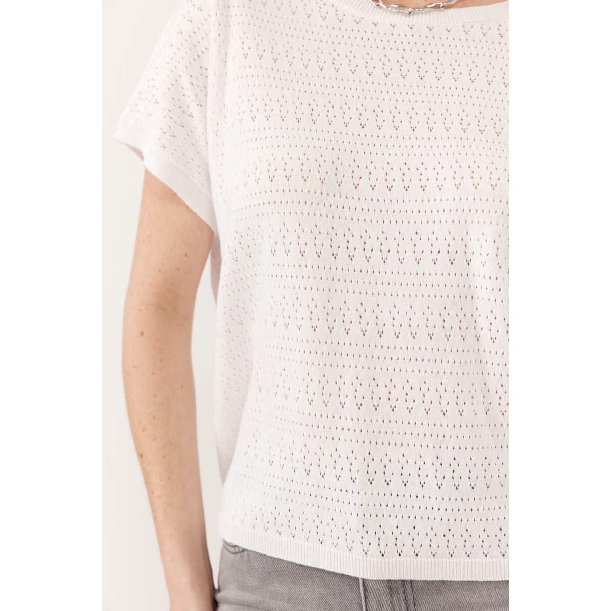 Top sans manches en maille fine Cheyenne white, ARTLOVE
