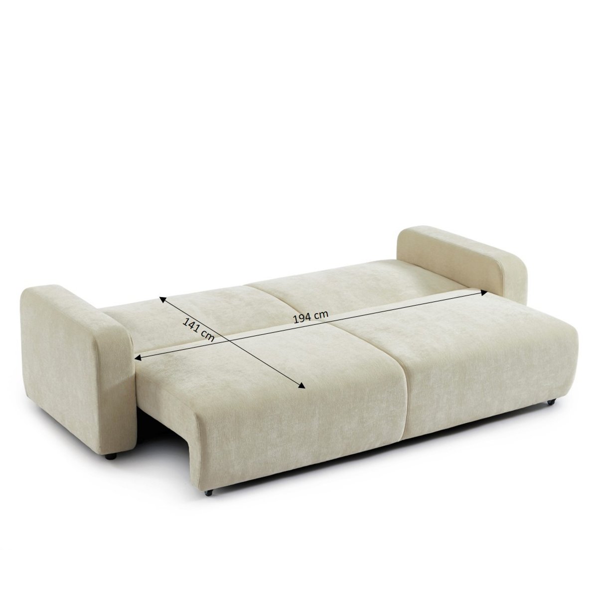 Canapé droit convertible tissu LIVIO beige, BAÏTA