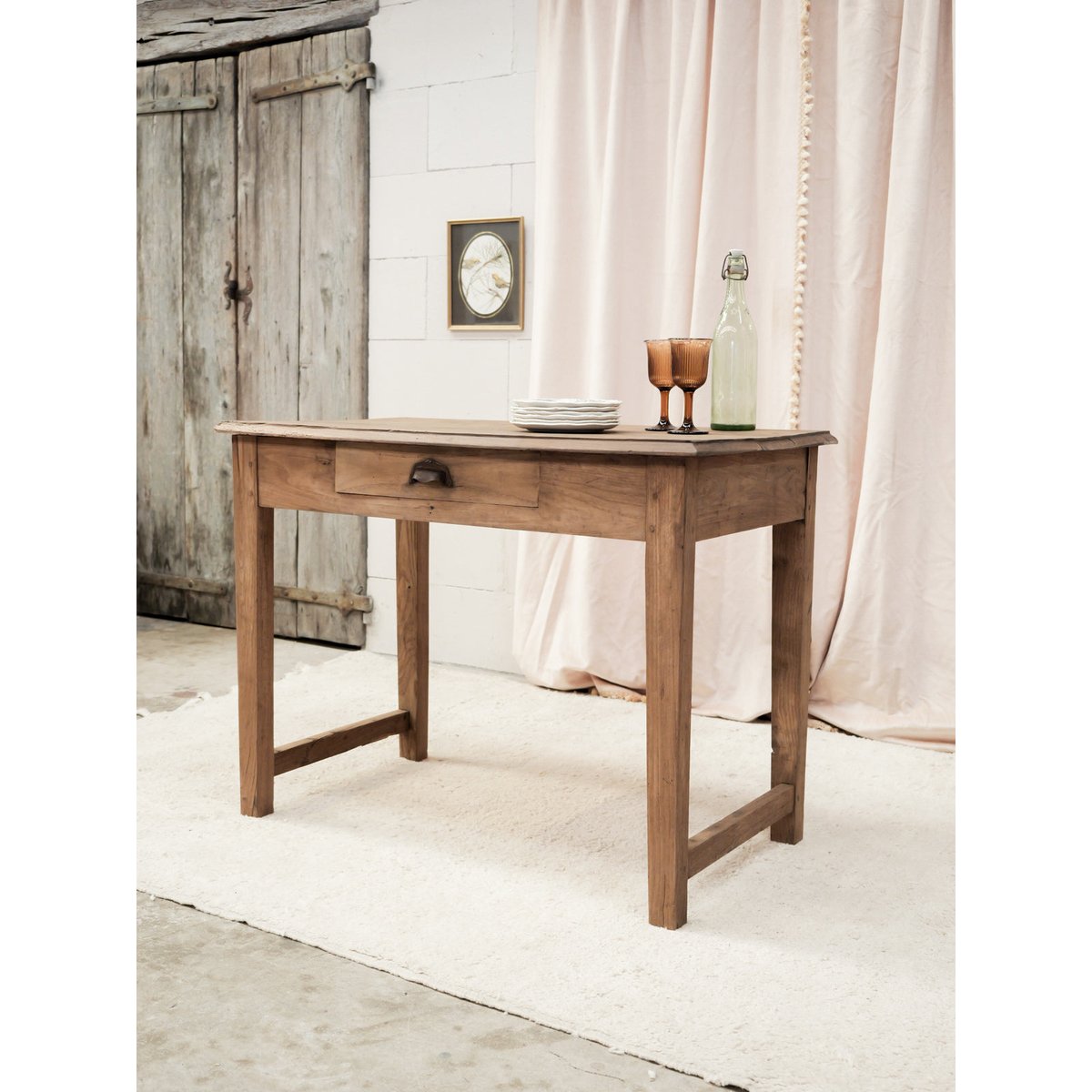 Petite table à manger en bois massif Romy N°1546 - Bon état bois foncé, DEBONGOUT
