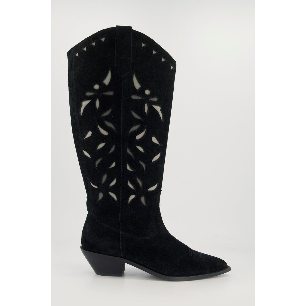 Bottes en cuir esprit cowboy , pied large noir, ULLA POPKEN