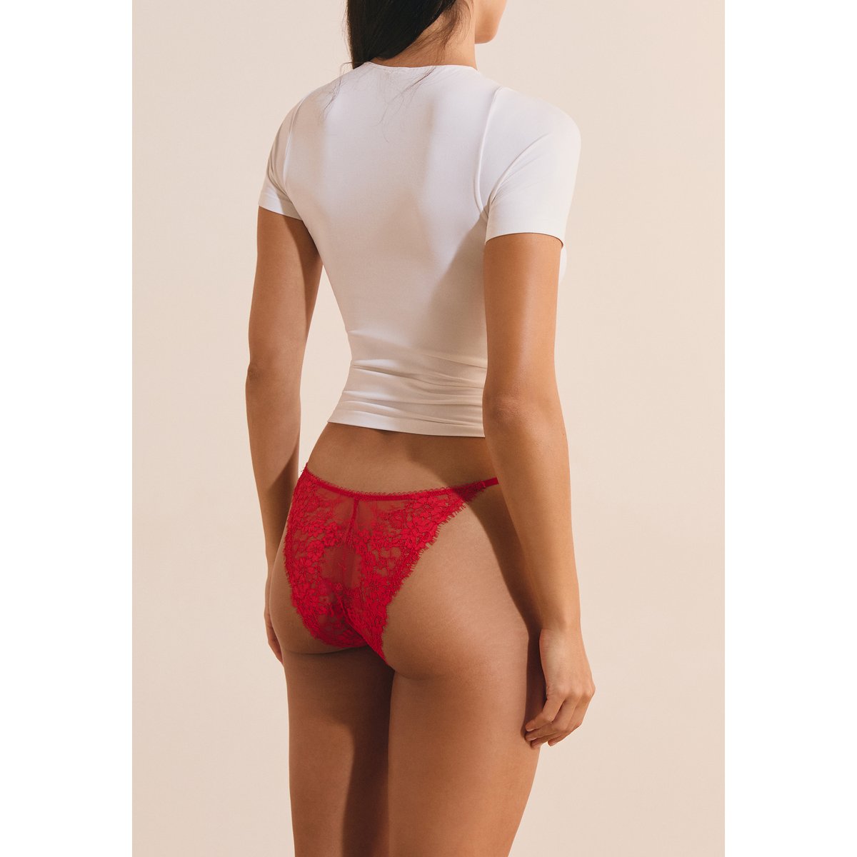 Tanga en dentelle COCO rouge, ETAM
