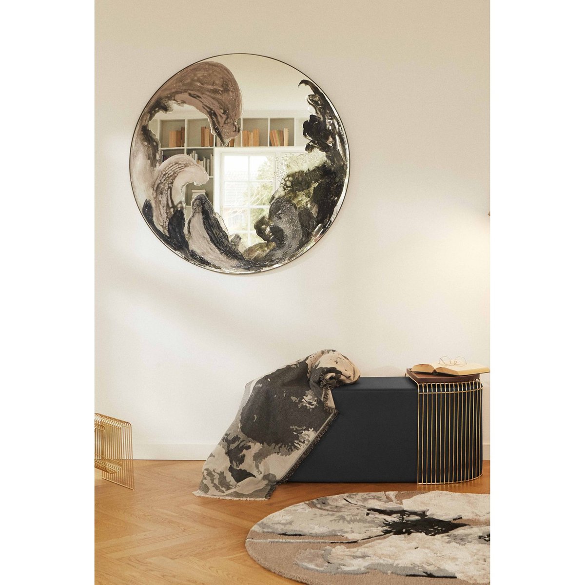 Pouf en cuir Sessio noir, AYTM