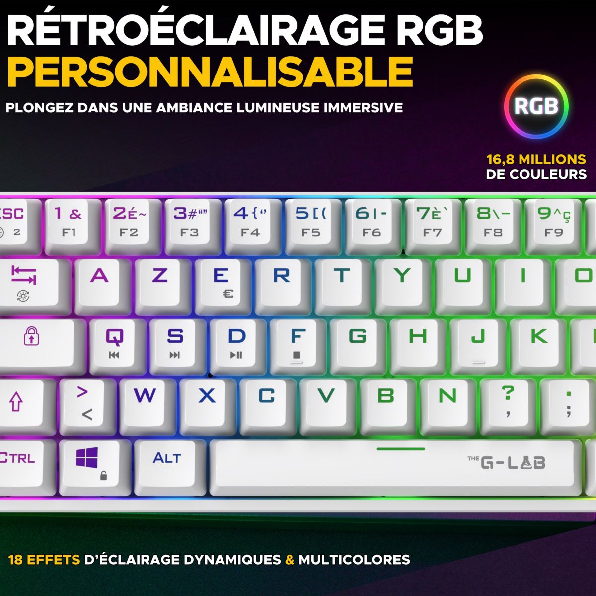 Clavier gamer KEYZ TITAN W FR couleur unique, THE G-LAB