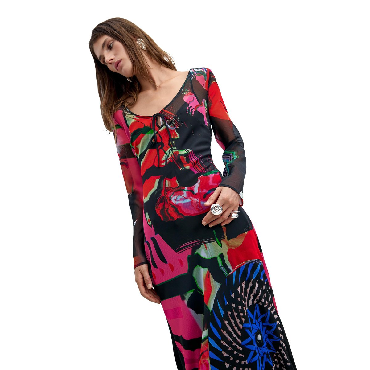 Robe imprimée à manches longues M. C. Lacroix noir, DESIGUAL