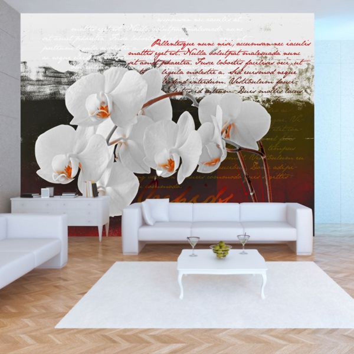 Papier peint intissé panoramique Fleurs Diary and orchid violet, EDEN