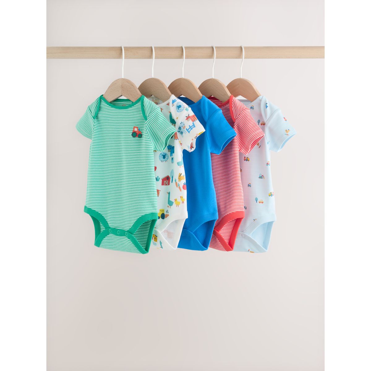 Body bébé à manches courtes, lot de 5 ferme verte, NEXT