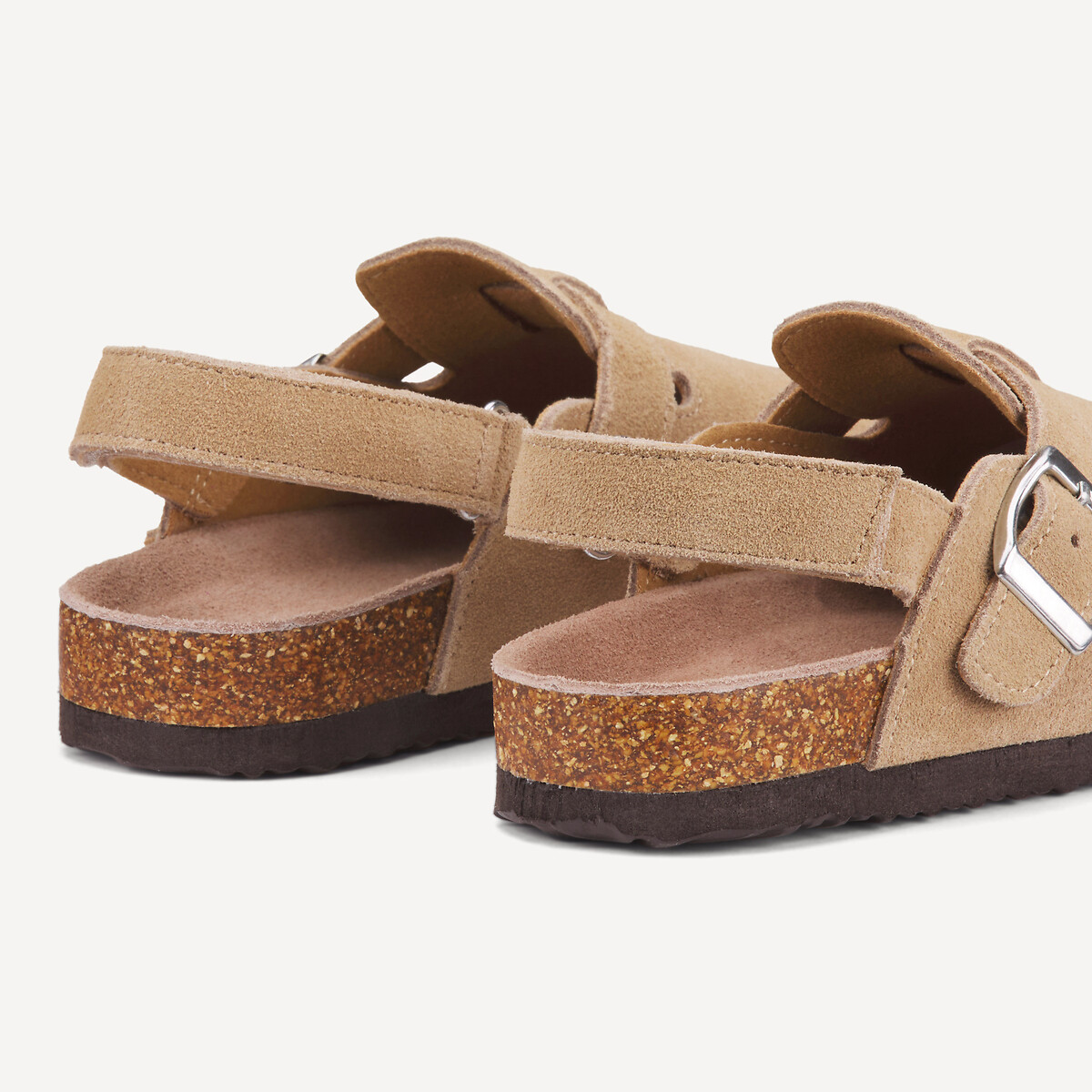 Mules en cuir à scratch beige, LA REDOUTE COLLECTIONS