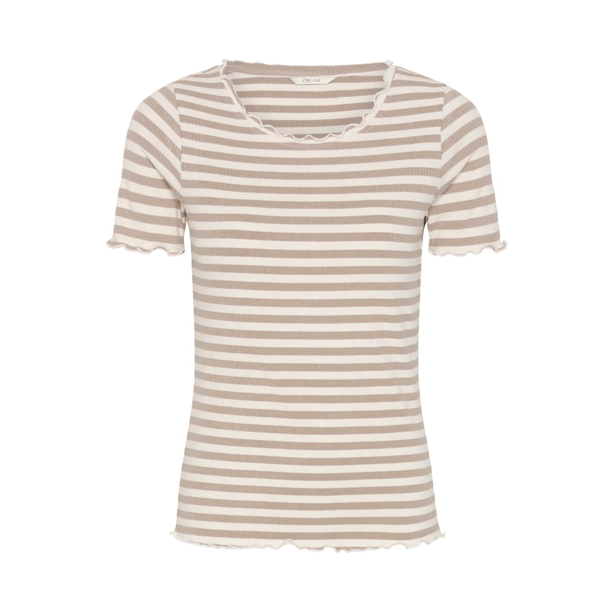 T-shirt à manches courtes beige feather gray white stripe, CREAM