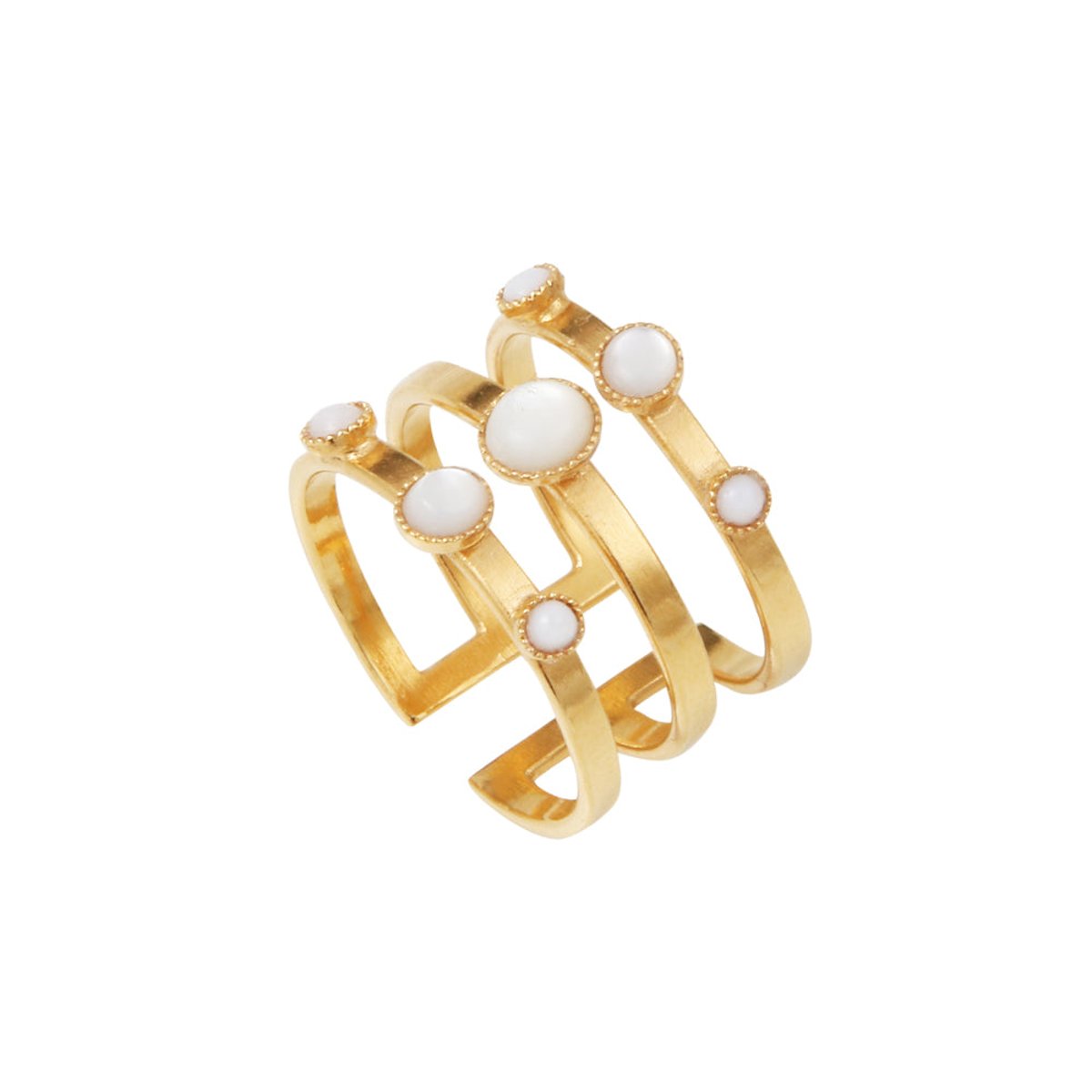Bague maya tribal nacre blanche blanc, CAROLINE NAJMAN