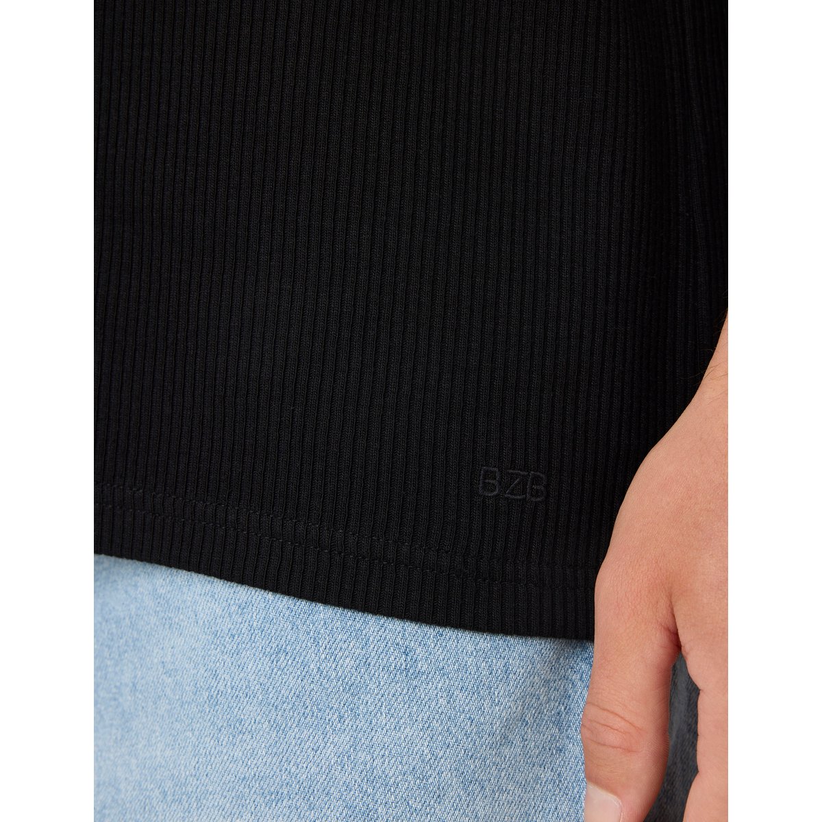 Polo maille côtelée noir, BZB