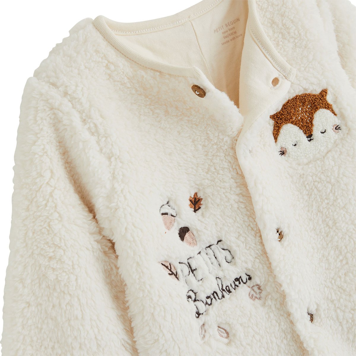 Surpyjama bébé en sherpa Caramel ecru, PETIT BEGUIN