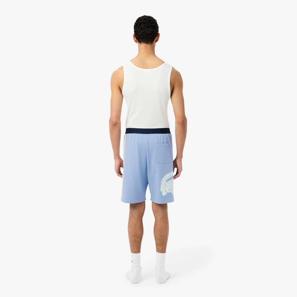 Short d'intérieur straight fit molleton bleu-30y, LACOSTE
