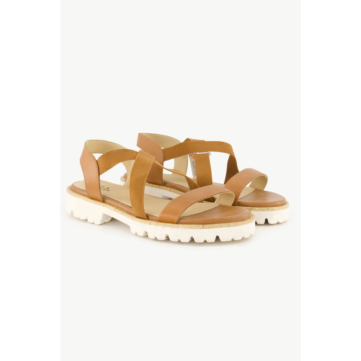 Sandales en cuir à brides élastiques , pied large cognac, ULLA POPKEN