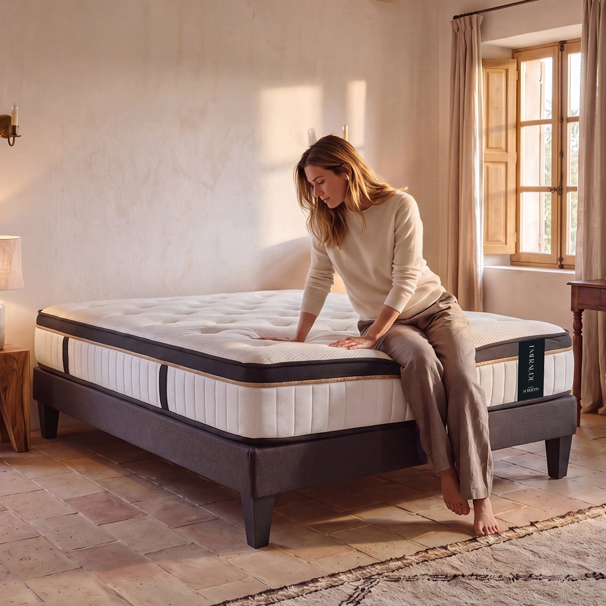 Matelas Mémoire de Forme EMERAUDE - 24 cm d'épaisseur - Accueil moelleux, soutien ferme blanc, MAISON AUBERTIN