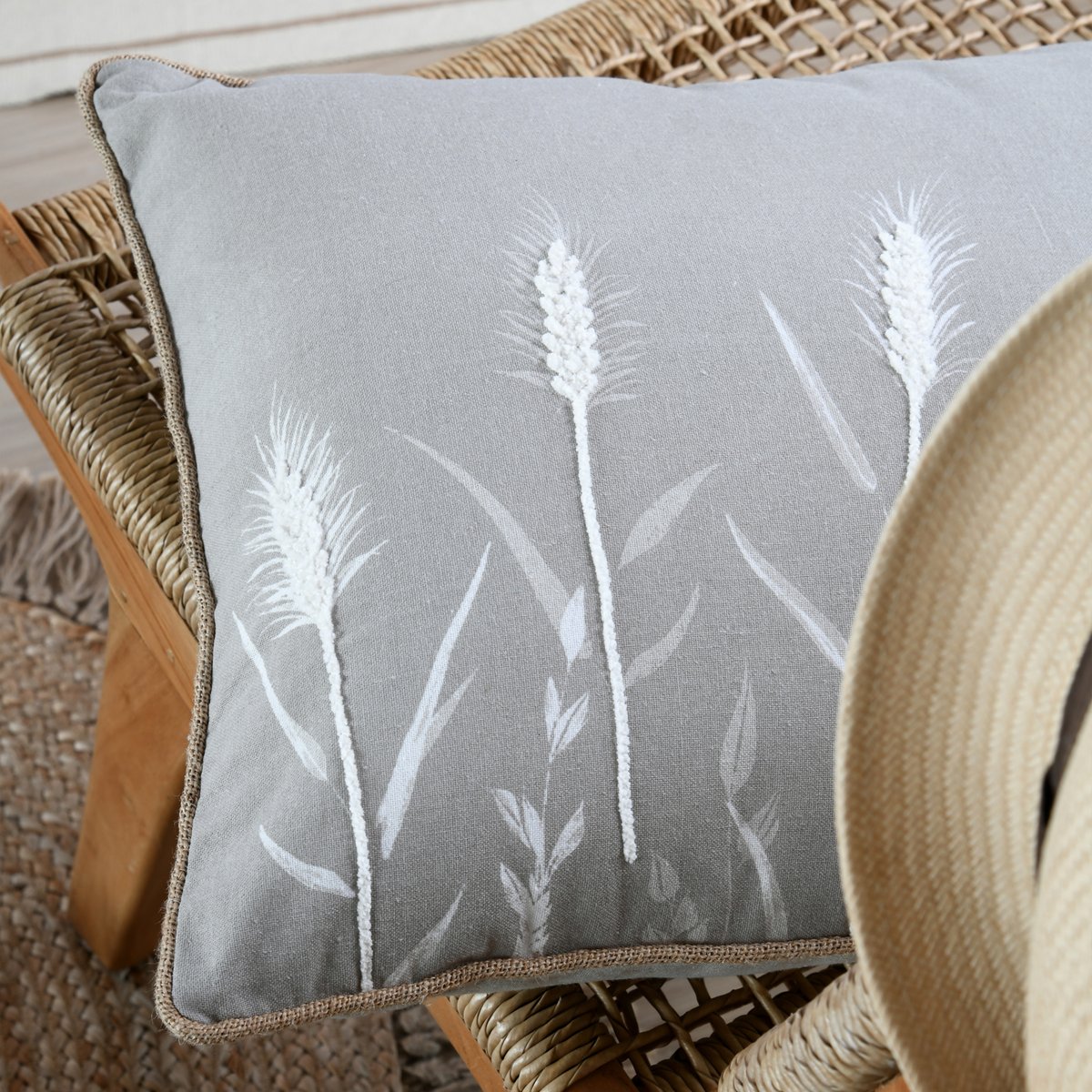 Coussin décoratif pampa en coton naturel, LOVELY CASA