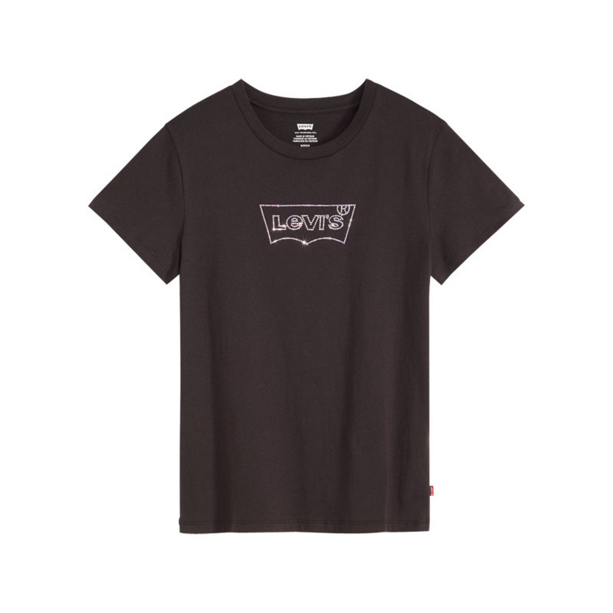 T-shirt en coton noir à coupe ajustée pourvu de manches courtes noir, LEVI'S