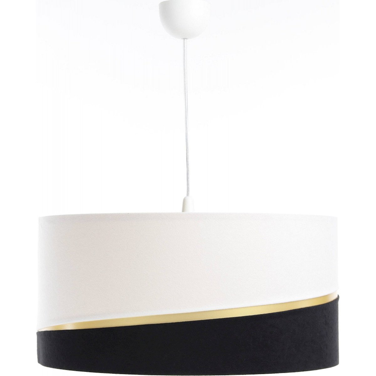 Suspension en lin SWING abat-jour en satin microfibre blanc et noir, liseret doré et intérieur doré, BPS KONCEPT